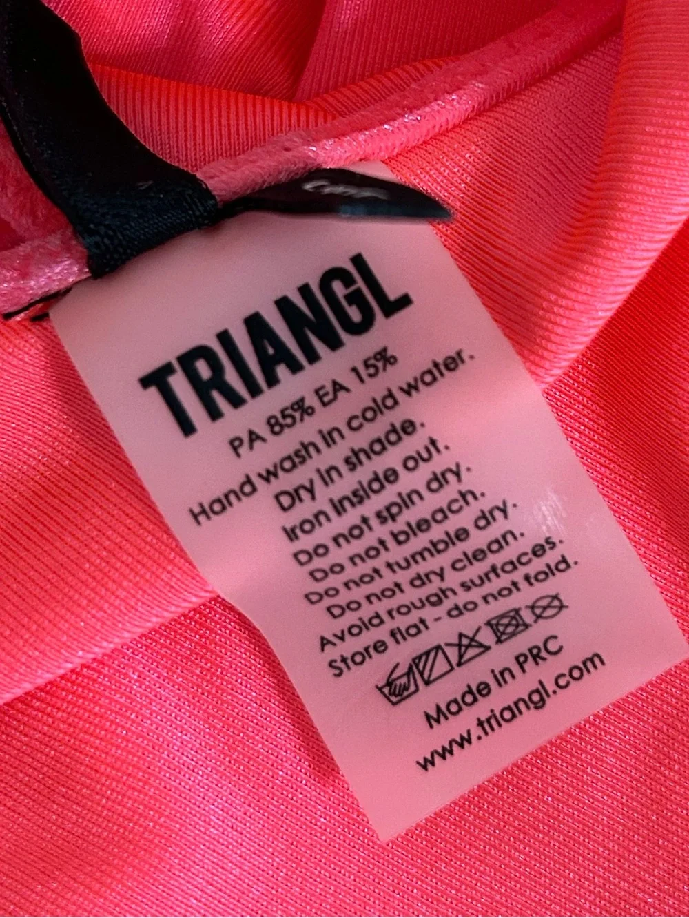 triangl swimwear Neon Pink/Coral Velvet Bikini Top LIKE NEW edm tropical resort
